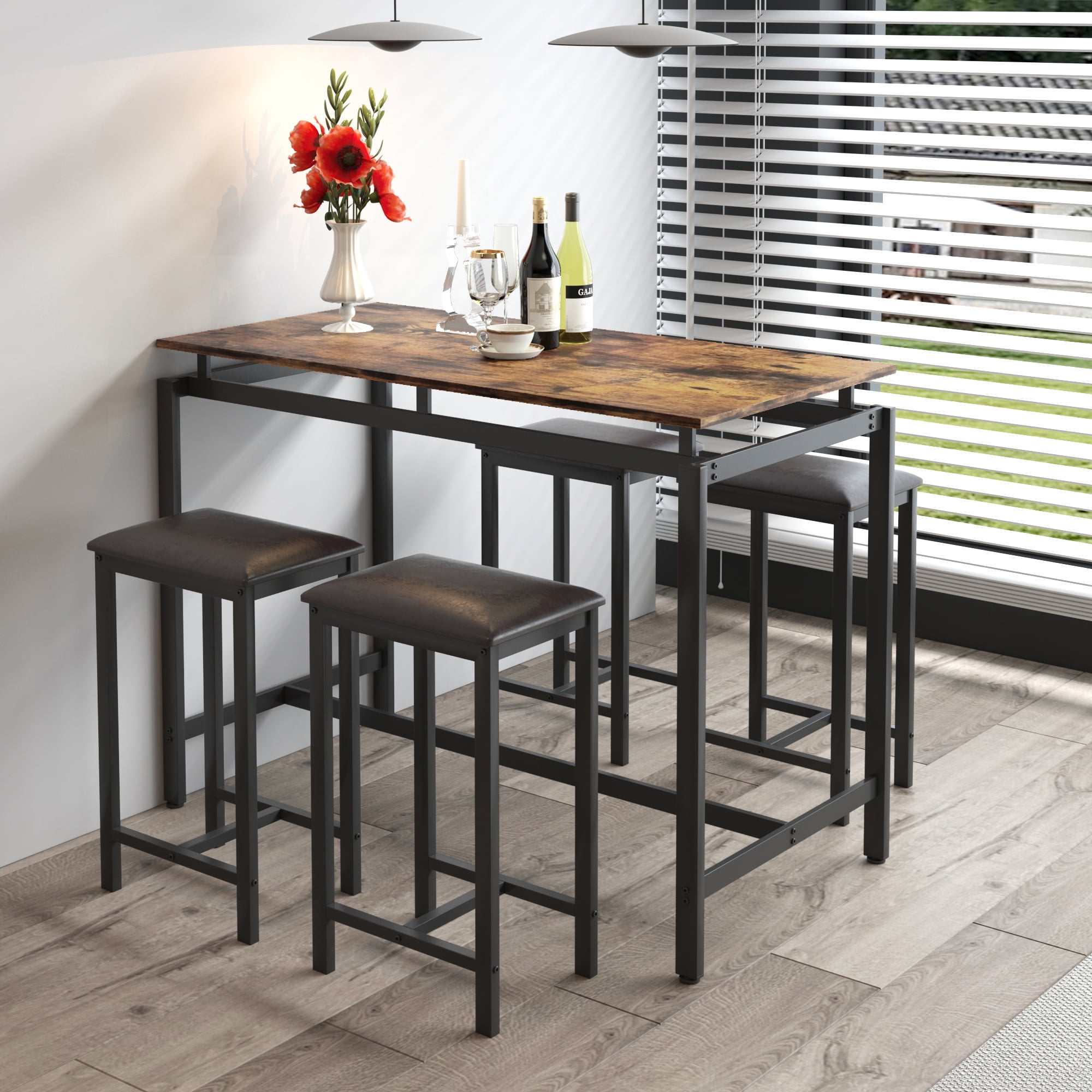 SYNGAR Counter Height Bar Table Set 5 Piece Dining Table Set