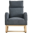 thumbnail image 1 of SYNGAR Fabric Upholstered Rocking Chair with Solid Wood Base and 2 Side Pockets, Mid Century Modern Nursery Rocking Armchair Tall Back for Home Office Living Room Bedroom Balcony, Gray, 1 of 13