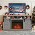 thumbnail image 1 of SYNGAR Farmhouse Fireplace TV Stand for TVs up to 65" with 23" Electric Fireplace, Entertainment Center with Open Shelves and 2-Door Storage, Modern Television Table Center for Living Room, Grey, 1 of 11