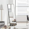 thumbnail image 1 of SYNGAR Full Length Mirror with Stand, 59"x16" Wall Mounted Mirror Hanging or Leaning Against Wall, Free Standing Mirror for Dressing Bedroom Bathroom Home Décor, Black, LJ3450, 1 of 8