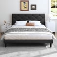 thumbnail image 1 of SYNGAR Full Bed Frame with Upholstered Faux Leather Adjustable Headboard, Platform Bed Frame with Wood Slats Support, Noise-Free, Easy Assembly, No Box Spring Needed, Modern Black Bed Frame, 1 of 11