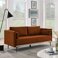 thumbnail image 1 of SYNGAR Loveseat Sofa, Modern Upholstered Linen Fabric Love Seat with 2 Pillows, Extra Deep Seat Couches, Comfy Sofas for Living Room, Bedroom, Apartment, Orange, 1 of 7