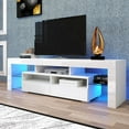 thumbnail image 1 of SYNGAR Glossy LED TV Stand, White TV Stand with RGB LED Lights and Storage Drawers, Wood Media Entertainment Console Table for 65 Inch TVs, Home Flat Screen TV Cabinet for Living Room, Bedroom, D6431, 1 of 10