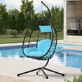 thumbnail image 1 of SYNGAR Hanging Egg Chair, Swing Chair with Steel Hammock Stand Set, Hammock Chair with Soft Seat Cushion, Multifunctional Hanging Chairs for Outdoor Indoor Bedroom, Light Blue, 1 of 12