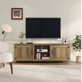 thumbnail image 1 of SYNGAR Industrial TV Stand for TV up to 70 inches, Wood TV Console Table Stand with 2 Doors Cabinets and Open Compartments, Home Living Room Entertainment Center, Yellow Walnut, 70"L x 15"W x 25"H, 1 of 9
