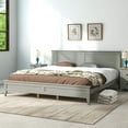 thumbnail image 1 of SYNGAR King Bed Frames with Headboard, Solid Wood King Platform Bed, No Box Spring Needed, Gray, LJ2089, 1 of 7