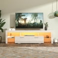 thumbnail image 1 of SYNGAR LED TV Stand for TVs up to 65 inch, High Gloss Entertainment Center with RGB LED Lights, Wood Console Table with Storage Drawers, Flat Screen TV Cabinet for Living Room, Bedroom, White, D6429, 1 of 7