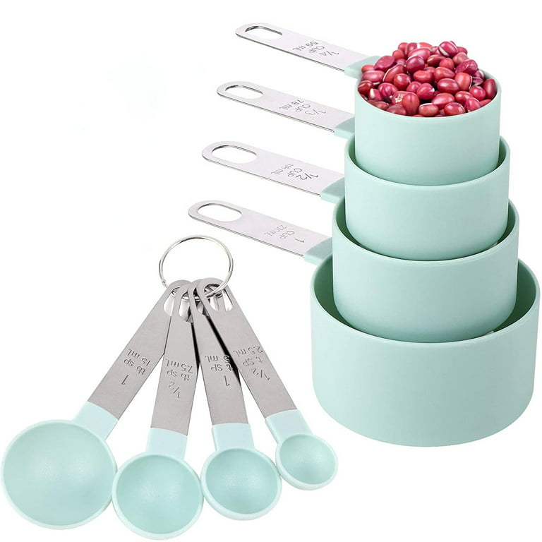 SYNGAR Lake Blue Measuring Cups and Spoons Set, Stackable Kitchen