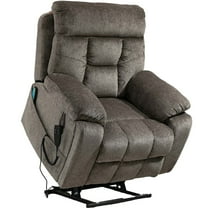 SYNGAR Power Recliner Chair Oversized Recliner with Heat Therapy and Massage, 180 Degrees Lying Flat Recliner for Adults Elderly, Single Leisure Sofa with Cup Holders for Living Room, Dark Brown