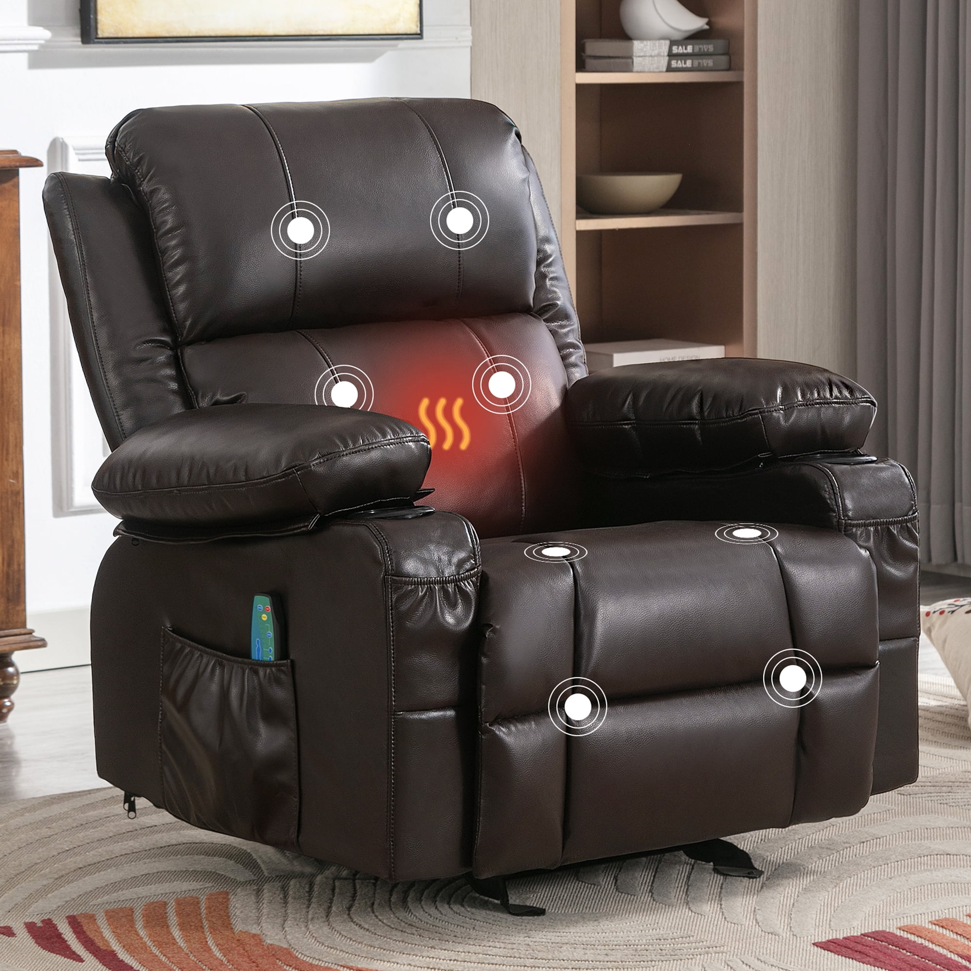 SYNGAR Manual Recliner Chair for Living Room, Ergonomic PU Leather