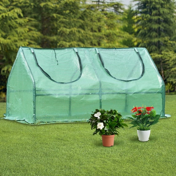 SYNGAR Greenhouses for Outdoors Indoors, Mini Greenhouse with Large Zipper Doors Heavy Duty for Seedlings Herbs Flowers, Green, LJ1857