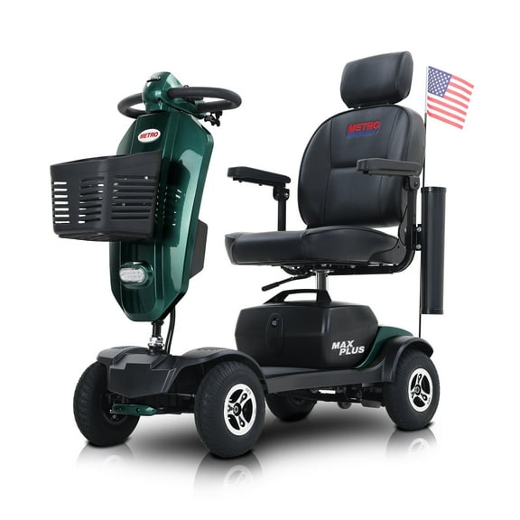 SYNGAR Mobility Scooters for Seniors with UBS Port & 2 Cup Holders, 4 Wheels Foldable Electric Scooters for Seniors with 300W Motor, 16 Miles Range, Storage Basket, Easy Assembly, Emerald