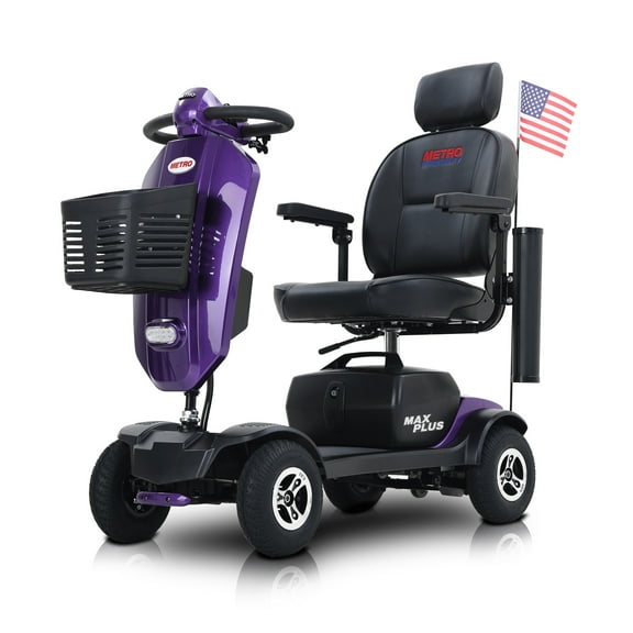 SYNGAR Mobility Scooters for Seniors with UBS Port & 2 Cup Holders, 4 Wheels Foldable Electric Scooters for Seniors with 300W Motor, 16 Miles Range, Storage Basket, Easy Assembly, Purple