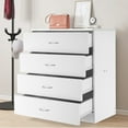 thumbnail image 1 of SYNGAR Modern 4-Drawer Dresser Storage Cabinet, Wood Dresser with Easy-Pull Handles, Bedside Table Organizer Unit for Bedroom, Living Room, Hallway, Entryway, Closets, White, 1 of 11