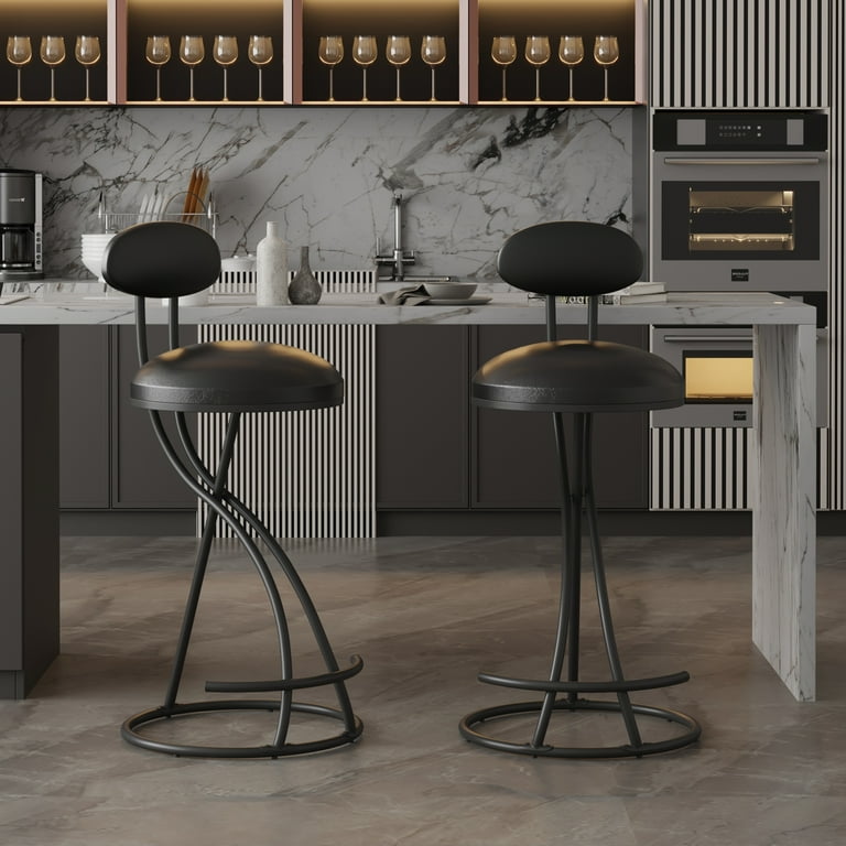 SYNGAR Modern Bar Stools Set of 2 Velvet S shaped Swivel Bar Chair with Metal Legs Counter Height Bar Stools Bar Chairs for Kitchen with Armless