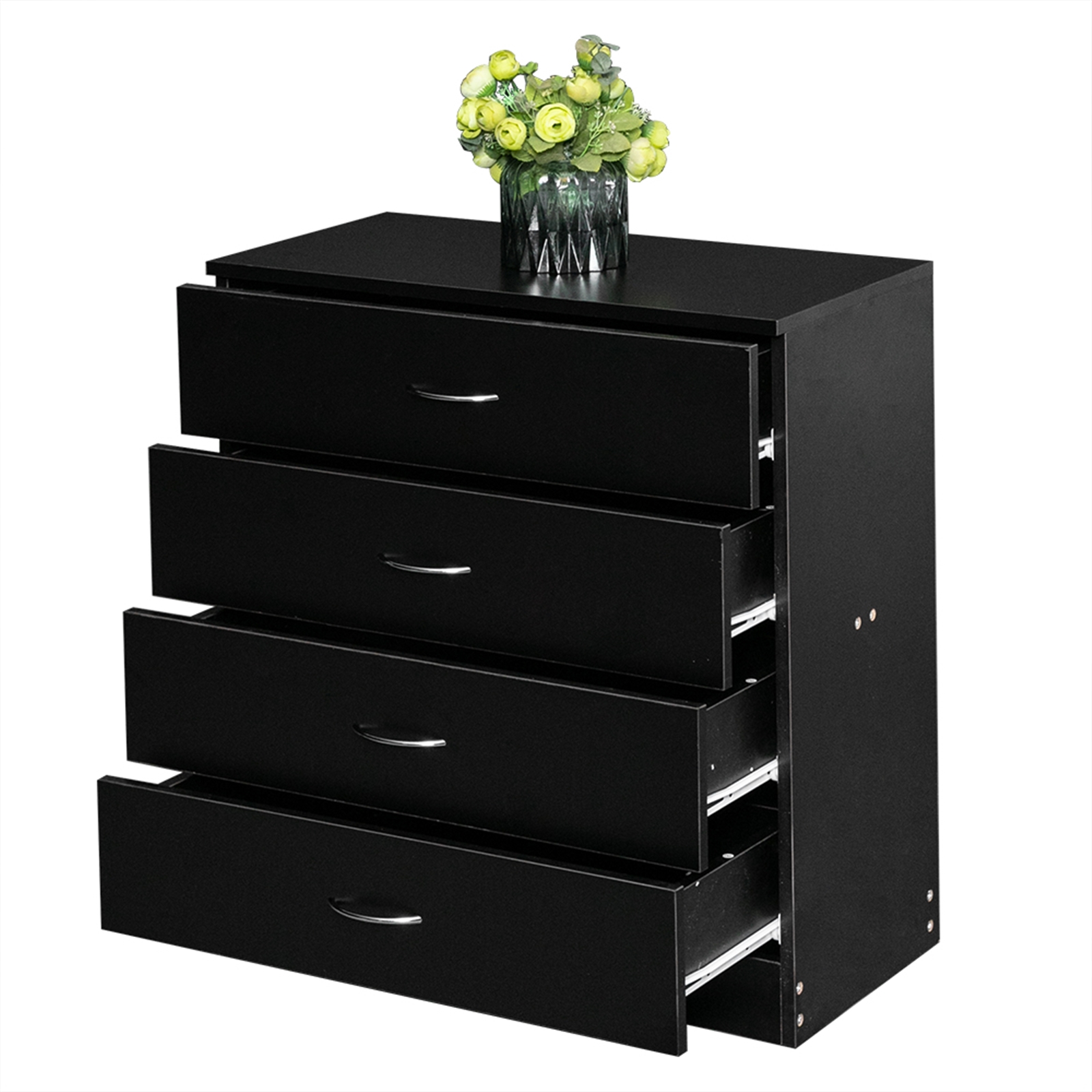 SYNGAR Modern Dresser Cabinet, Wooden 4-Drawer Dresser with Handles, Simple Home Storage Furniture of Drawers for Closet, Black Kids Storage Chest, Bedside Table of Bedroom for Clothes Cosmetic, D8780 - image 1 of 7