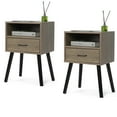 thumbnail image 1 of SYNGAR Modern End Table for Living Room, Side Table for Small Space, Small Storage Cabinet with Drawers, Simple Nightstand Set of 2 for Bedroom, Solid Wood Nightstands with Shelf, Gray Brown, D4218, 1 of 10