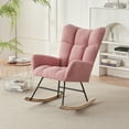 thumbnail image 1 of SYNGAR Modern Rocking Chair, Nursery Chair Teddy Fabric Upholstered Glider Rocker Comfy Accent Chair with High Backrest and Wood Curved Base for Living Room, Bedroom, Office, Pink, 1 of 11