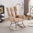 thumbnail image 1 of SYNGAR Modern Rocking Chair, Nursery Chair Teddy Fabric Upholstered Glider Rocker Comfy Accent Chair with High Backrest and Wood Curved Base for Living Room, Bedroom, Office, Cream, 1 of 12