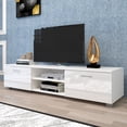 thumbnail image 1 of SYNGAR Modern TV Stand, TV Cabinet with 2-Tier Open Shelves and Double Doors with Storage, for TVs up to 70 inch, Wood Media Entertainment Center Console Table for Living Room, Bedroom, White, D4676, 1 of 10