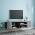 thumbnail image 1 of SYNGAR Modern TV Stand for TVs up to 50 Inches, Farmhouse Wood TV Console Table Stand, Home Living Room Entertainment Center with Open Storage Shelves, Walnut, D8686, 1 of 10