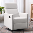 thumbnail image 1 of Manual Recliner Chair, Heavy Duty Reclining Mechanism with Thick Seat and Backrest, Elderly Single Recliner Rocker Sofa Swivel Glider Chair for Nursery Bedroom Home Theater Office, Beige, 1 of 12