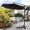 thumbnail image 1 of SYNGAR Patio Offset Hanging Umbrella, 10ft Solar Power Outdoor Cantilever Umbrella, with Cross & Crank Base, 24 LED Solar Powered Lights, Patio Outdoor Umbrella for Garden Deck Yard, Chocolate, D119, 1 of 8