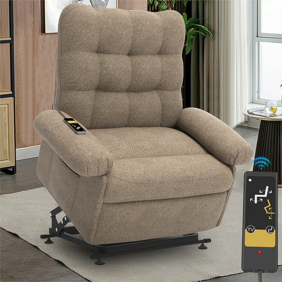 Power Lift Recliner for Elderly and Adults, HSUNNS Heavy Duty Electric Lift Chair with Side Pockets, Recliner Chair with Anti-slip Function, recliner on sale or clearance, Brown