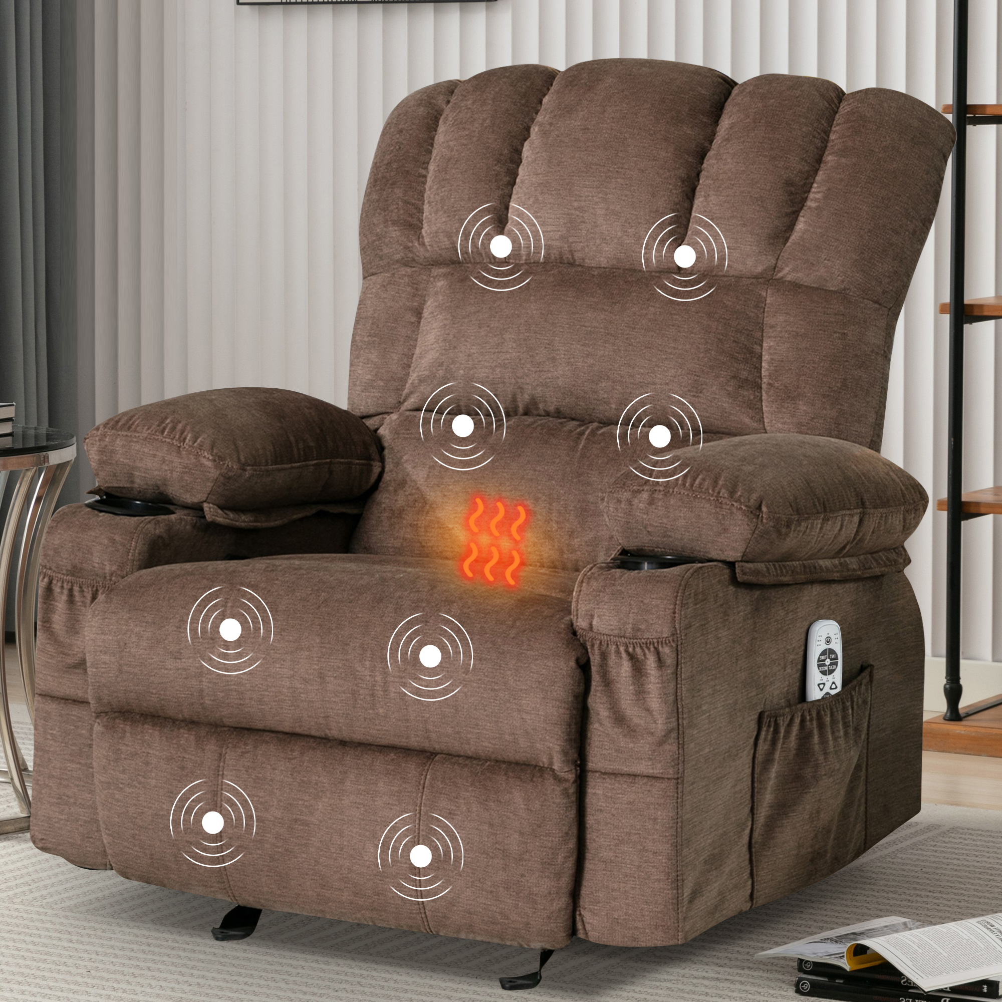 SYNGAR Recliner Chair with Heat and Vibration Massage Function, Fabric