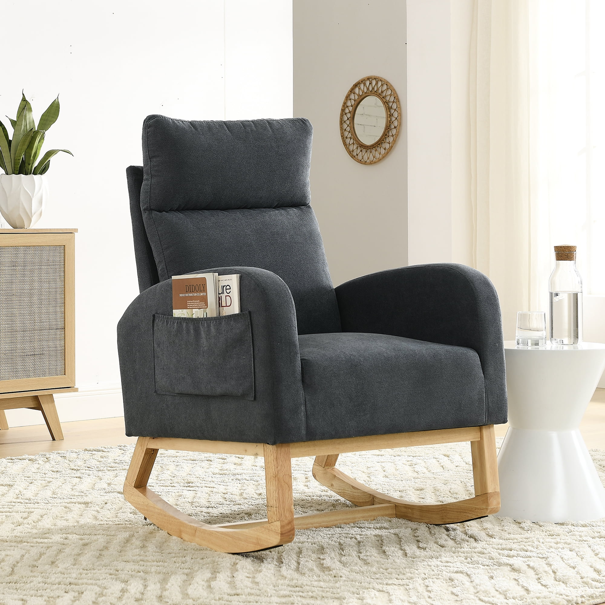 SYNGAR Rocking Chair, Fabric Upholstered Rocking Chair for Nursery