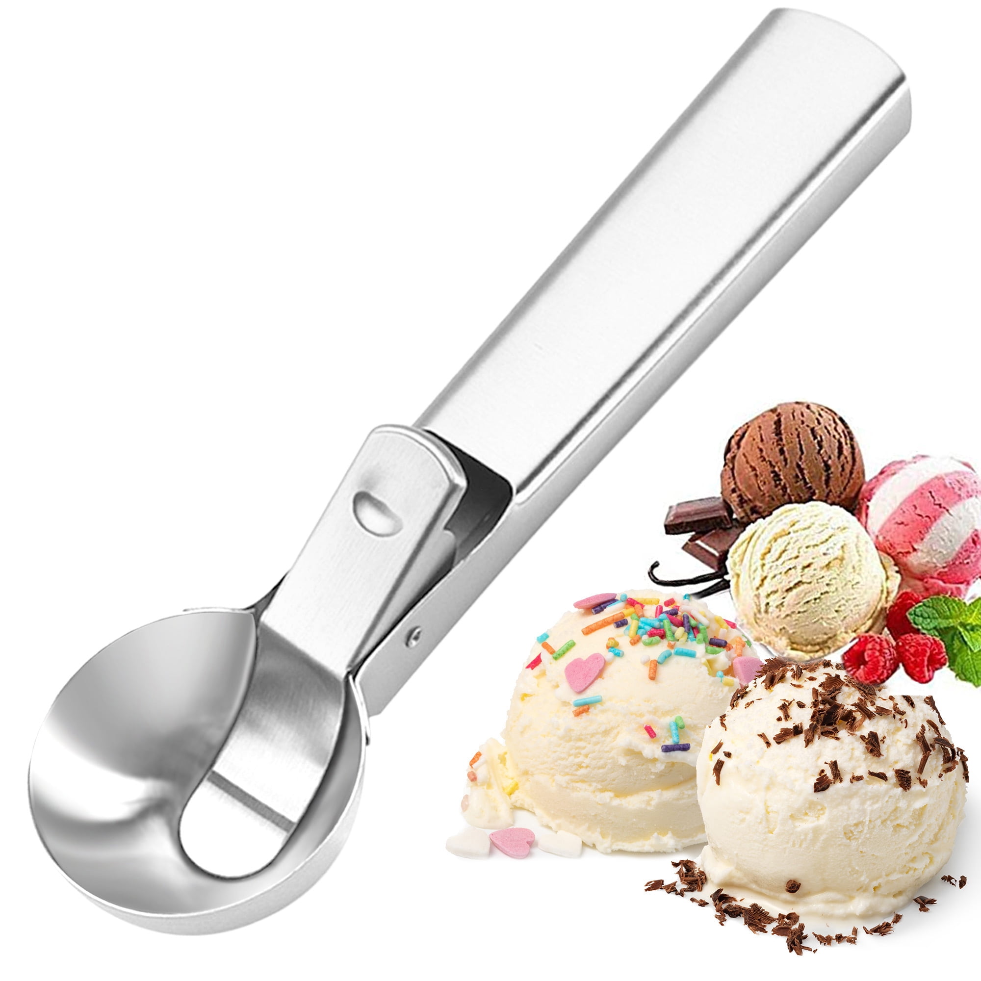 Ice Cream Scoop Stainless Steel Cookie Dough Spoon Fruit Potato Digging  Ball Scooper, Wine Red, 3cm 