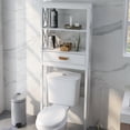 thumbnail image 1 of SYNGAR Tall Bathroom Storage Cabinet, Bathroom Furniture Over The Toilet, Freestanding Bathroom Cabinet with Open Shelves, Bathroom Hutch Over Toilet, Space Saving Toilet Shelf Organizer, K2507, 1 of 9