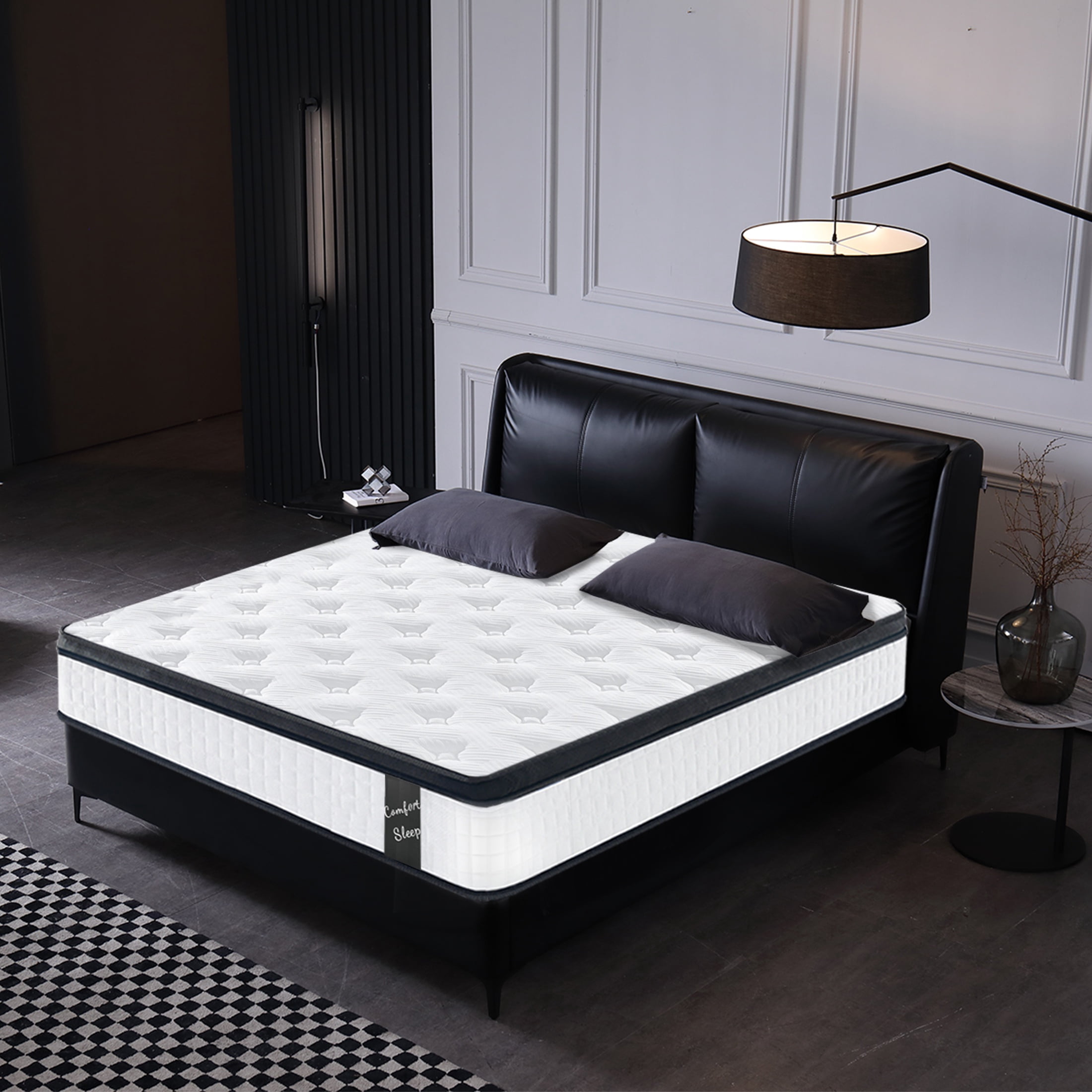 Twin Mattress 12", HSUNNS Hybrid Mattress with Gel Memory Foam and Independent Pocket Springs, Mattress in a Box, Medium Firm, Pressure Relief & Support, White