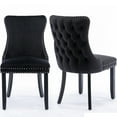 thumbnail image 1 of SYNGAR Velvet Dining Chairs Set of 2, Upholstered Wing Back Dining Chair with Handcrafted Button Tufted, Nailhead Trim, Accent Chairs for Dining Room Kitchen, Solid Wood Dining Set, 2 Piece, Black, 1 of 13