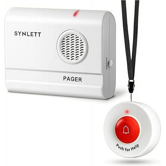 SYNLETT Call Button for Elderly and Caregiver Pager Portable SOS Alert System Alarm for Nurse Call Seniors Patients Emergency Home