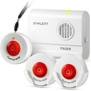 SYNLETT Caregiver Pager 3 Wireless Nurse Call Buttons for Elderly Monitoring SOS Alert System Portable Alarm Call Bell for Nursing Home Care Seniors Patients Emergency