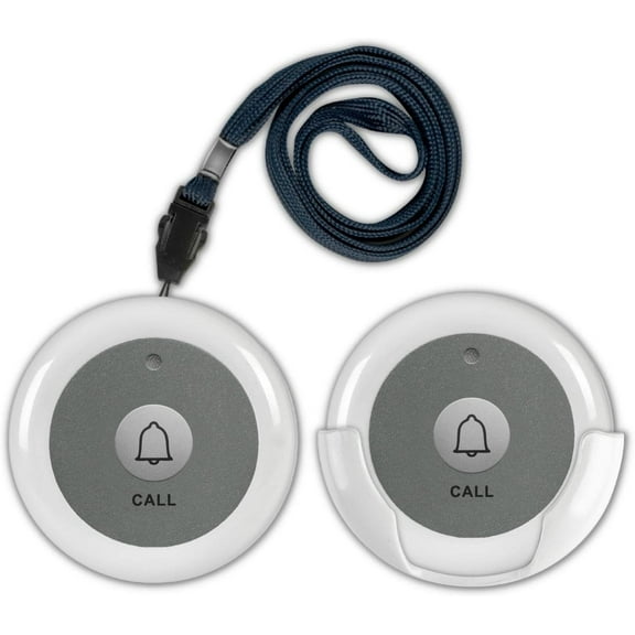 SYNLETT Wireless Call Button for Wireless Calling System Nurse Call Caregiver Pager for Elderly Seniors Residents Customers Clinic Care Facilities Restaurant 2 PCS White