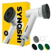 SYNOSHI® | Electric Spin Scrubber, Power Brush with 3 Replaceable Heads, Cordless & Waterproof