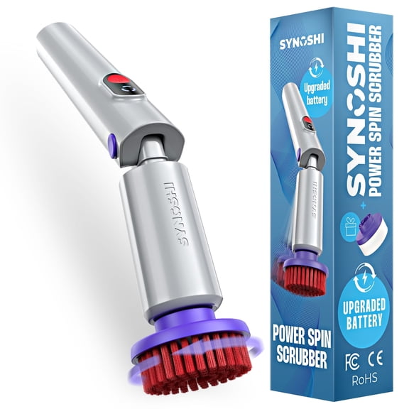 SYNOSHI PRO Electric Spin Scrubber, Cordless Cleaning Brush Bathroom Scrubber. Waterproof Shower Cleaner Brush with Adjustable Angles, 2 Speed, 180Min Work Time for Floor, Bathtub, Kitchen, Car, Tub