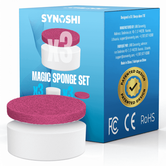 Synoshi Pro Magic Melamine Sponge for Electric Spin Scrubber - Shower Cleaning Brush Head for Power Scrubber (3 Count)