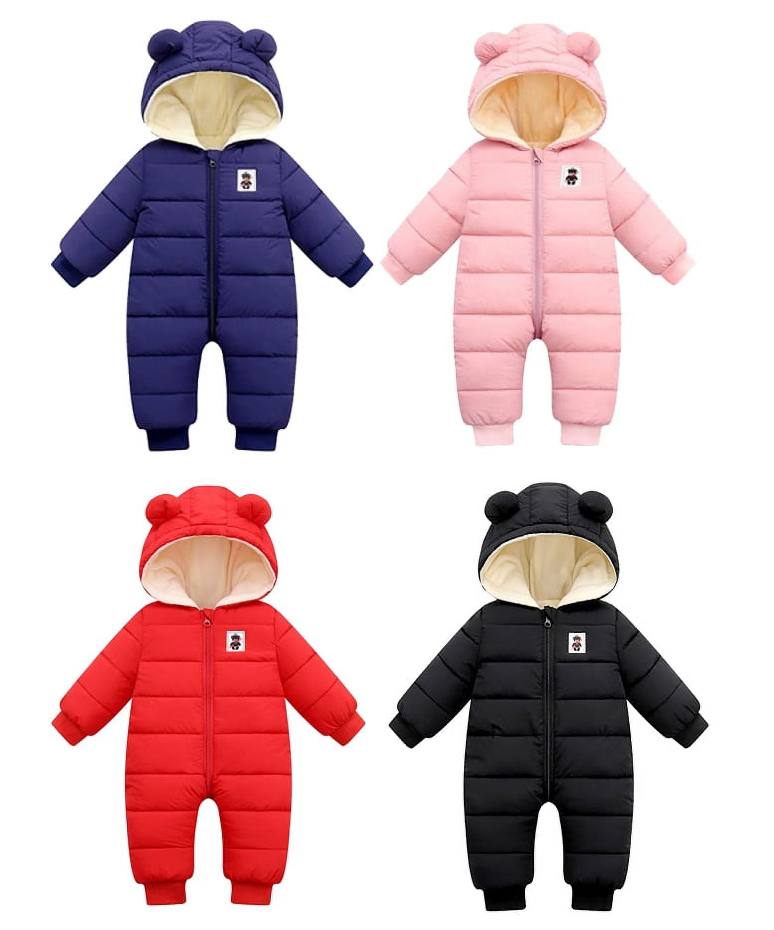 SYNPOS 012 Months Baby Boy Girl Winter Warm Ear Hooded Romper Jumpsuit