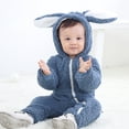 thumbnail image 1 of SYNPOS 0-12M Baby Girl Boy Winter Faux Sherpa Rabbit Ear Hooded Snowsuit Jumpsuit, 1 of 12