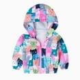thumbnail image 1 of SYNPOS 1-6T Kids Little Girls Lightweight Rainbow Hooded Jacket Coat Windbreaker, 1 of 2