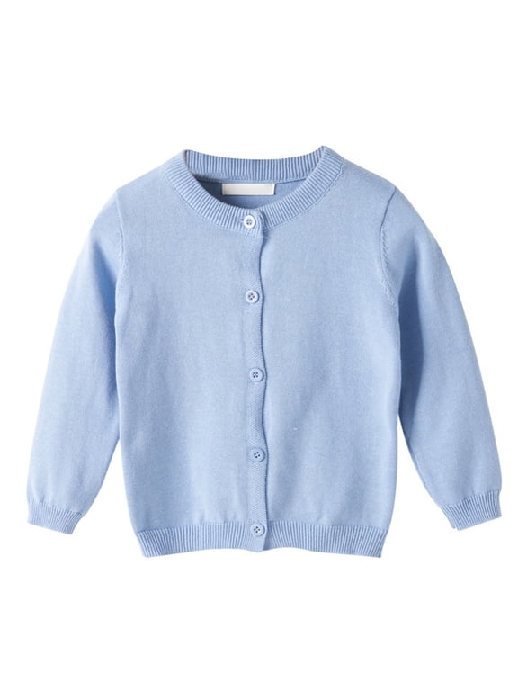 1-7T Baby Girls Cotton Cardigan Long Sleeve Kid Button Sweater Girl Cardigans Uniform Sweater
