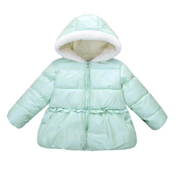SYNPOS 1-7T Little Girls Hooded Fleece Down Jacket Baby Winter Down Coat