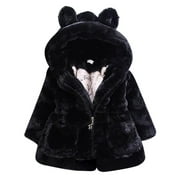 SYNPOS 1-8T Kids Baby Girls Winter Fleece Coat Toddler Hooded Snowsuit Jacket Thicken Warm Outwear Overcoat