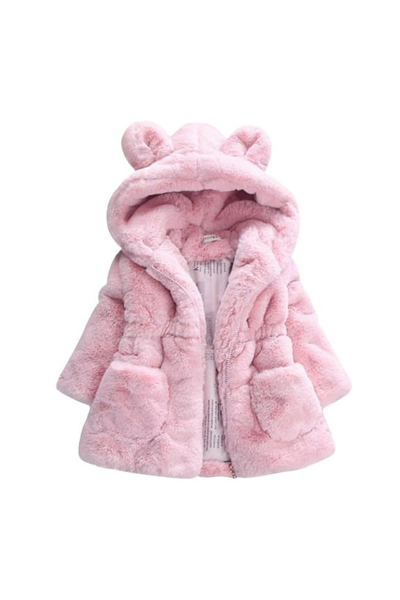 1-8T Kids Baby Girls Winter Fleece Coat Toddler Hooded Snowsuit Jacket Thicken Warm Outwear Overcoat