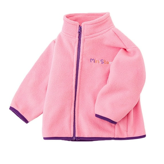 SYNPOS 2-10Y Child Girl Boy Solid Color Zip Up Fleece Jacket Coat with Pocket