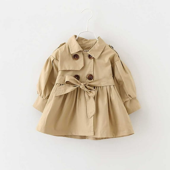 SYNPOS 2-5T Toddler Baby Girl Spring Double Breasted Belted Trench Coat Windbreaker Outerwear
