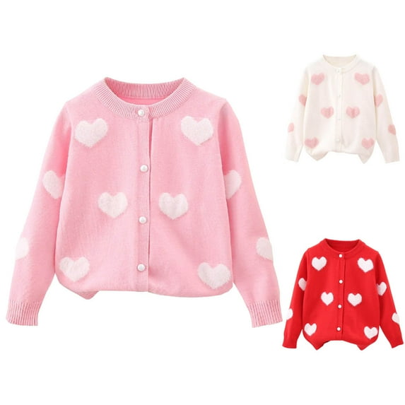 SYNPOS 2-7T Baby Girls' Fall Winter Heart Cardigan Sweaters Coats Outfits for Toddlers